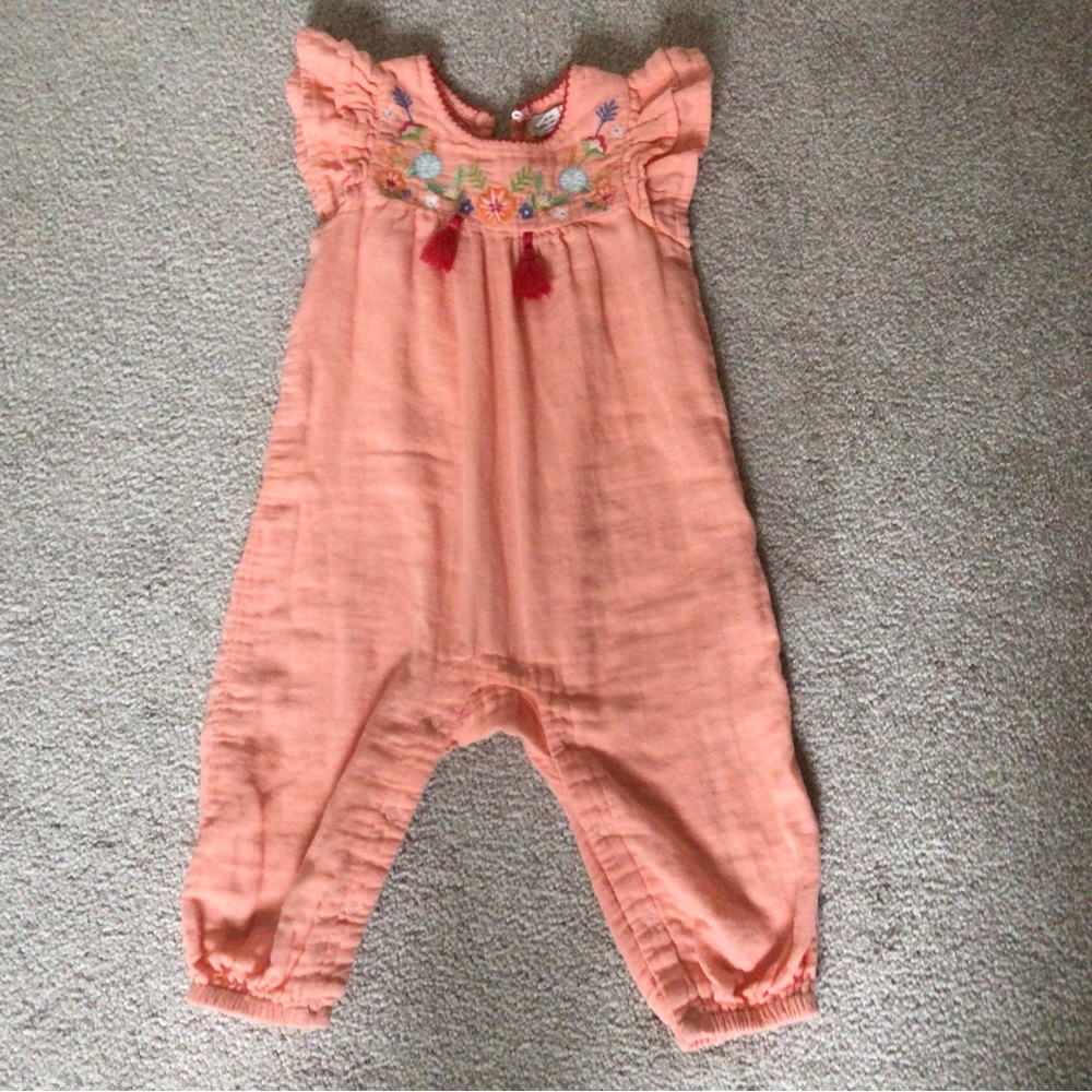“SOLD”  “PEEK” BABY GIRLS EMBROIDERY & TASSELS COVERALL- 18-24 MONTHS - Picture 5 of 9